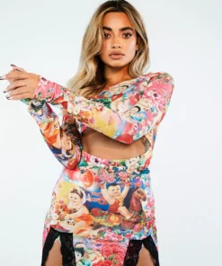 New Girl Order Tops VIBRANT PRINT CUT OUT BODY