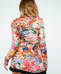 New Girl Order Tops VIBRANT PRINT CUT OUT BODY