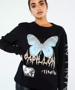 New Girl Order PAPILLON METAL SWEATSHIRT Tops