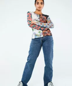 New Girl Order SPLICED PATCHWORK MESH TOP Tops