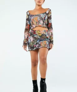 New Girl Order FLORAL FISH MINI SKIRT