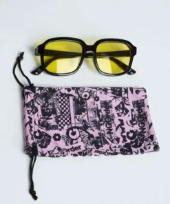 New Girl Order 70S SQUARE SUNGLASSES IN BLACK WITH YELLOW LENS