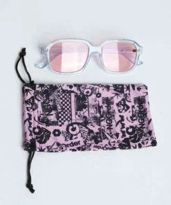 New Girl Order 70S SQUARE SUNGLASSES IN BLUE WITH PINK LENS