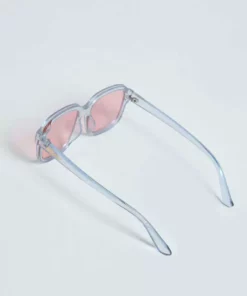 New Girl Order 70S SQUARE SUNGLASSES IN BLUE WITH PINK LENS