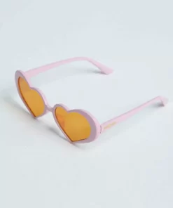 New Girl Order NEW IN SQUASHED HEART SUNGLASSES WITH ORANGE LENS