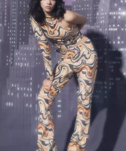 New Girl Order Tops ASYMMETRIC TRIPPY VELOUR TOP