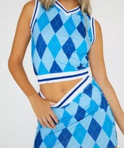 New Girl Order Tops ARGYL RIB MINI SKIRT