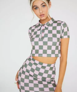 New Girl Order Tops RIB CHECKERBOARD MINI SKIRT