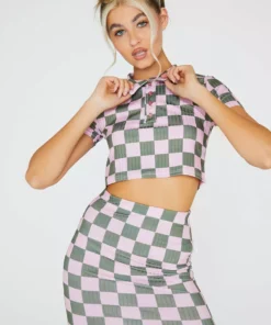 New Girl Order Tops RIB CHECKERBOARD MINI SKIRT