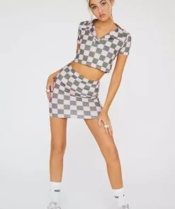 New Girl Order Tops RIB CHECKERBOARD MINI SKIRT