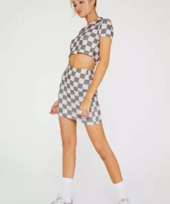 New Girl Order Tops RIB CHECKERBOARD MINI SKIRT