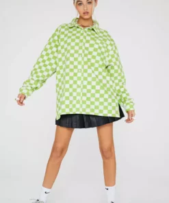 New Girl Order Checkerboard Fleece Shirt Tops