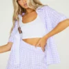 New Girl Order Lilac Gingham Velour Shorts