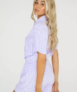 New Girl Order Lilac Gingham Velour Shorts